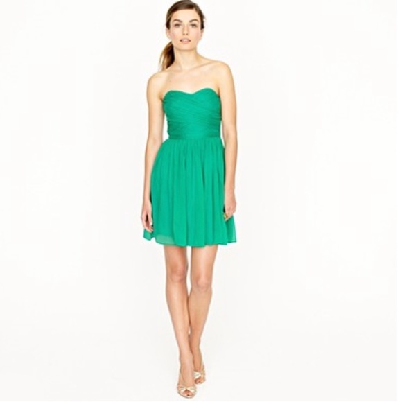 NWT JCrew 8 Taryn Dress Silk Chiffon Formal Cocktail Green Prom Medium 22512 New - Picture 1 of 5